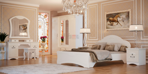 Фото ольга-10 набор мебели для спальни №1, белый экспо/жемчужный ясень Фант