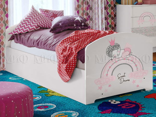 Фото юниор-2 лдсп принцесса 1 кровать, белый МИФ
