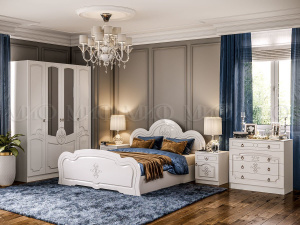 каролина модульная спальня белый глянец, белый фото