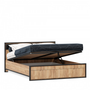 кровать двуспальная 1600 с подъемным механизмом техно (дуб золотой/чёрный) фото