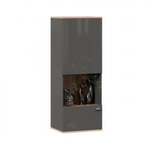 шкаф навесной со стеклом фиджи (левый дуб золотой/антрацит) фото