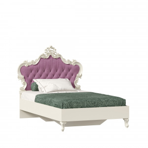 кровать полутороспальная 1200 с мягким изголовьем маркиза (алебастр/сиреневый) фото