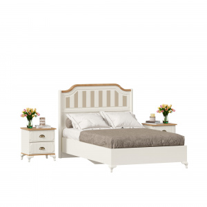 кровать полутороспальная 1200 с тумбами вилладжио (алебастр/дуб золотой) фото