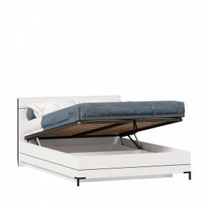 кровать двуспальная 1400 с подъемным механизмом норд (белый/черный) фото