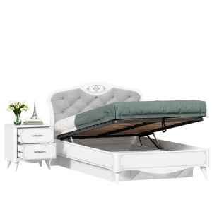 кровать полутороспальная 1200 с подъёмным механизмом с тумбой элис (белый) фото