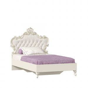 кровать полутороспальная 1200 с мягким изголовьем маркиза (алебастр/шампань) фото