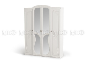 мария шкаф 4-створчатый, белый глянец, белый фото