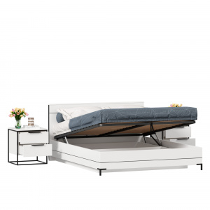 кровать двуспальная 1600 с подъемным механизмом норд с тумбами (белый/статуарио) фото