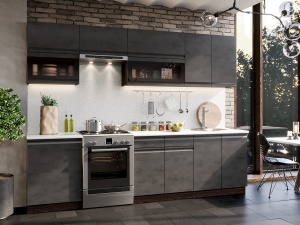 бруклин модульная кухня, бетон черный, к. венге фото