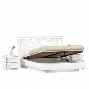 кровать двуспальная 1600 с подъёмным механизмом с тумбами джулия (белый) фото