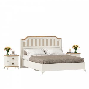 кровать двуспальная 1600 с тумбами вилладжио (алебастр/дуб золотой) фото
