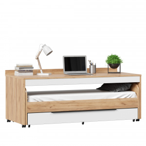 стол выкатной для кровати-чердака с кроватью выкатной и выкатным ящиком урбан (дуб золотой/белый) фото