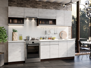 бруклин модульная кухня, бетон белый, к. венге фото