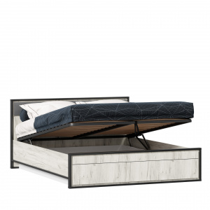 кровать двуспальная 1600 с подъемным механизмом техно (дуб крафт белый/серый шифер) фото