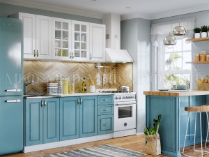кухня констанция-1 1,8м, белый матовый/голубой фото