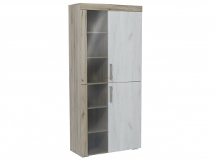 ольга-19 шкаф комбинированный высокий, дуб крафт серый/дуб крафт белый фото