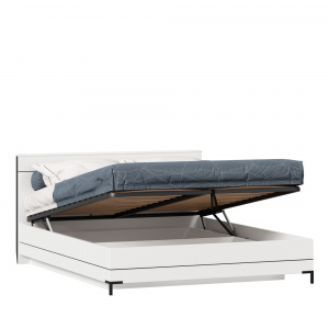 кровать двуспальная 1600 с подъемным механизмом норд (белый/черный) фото