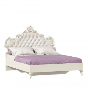 кровать двуспальная 1600 с мягким изголовьем маркиза (алебастр/шампань) фото