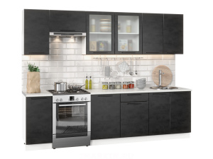 нувель модульная кухня, бетон черный, к. белый фото