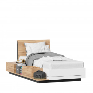 кровать односпальная 900 с тумбой приставной урбан (дуб золотой/чёрный/белый/розовый) фото