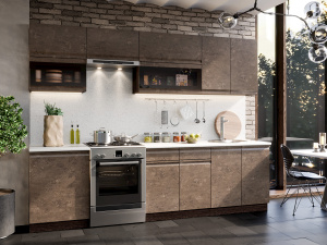 бруклин модульная кухня, бетон коричневый, к. венге фото