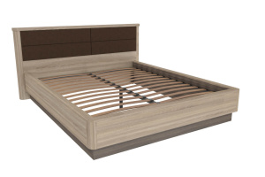 кровать двуспальная 1600 с мягким изголовьем бруна (сономе эйч темная/сономе эйч светлая) фото