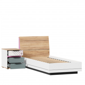 Фото кровать односпальная 900 с тумбой урбан (белый/розовый) Любимый Дом