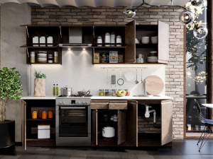 Фото бруклин №30 кухонный гарнитур 260 см, бетон коричневый, к. венге Интерьер-центр