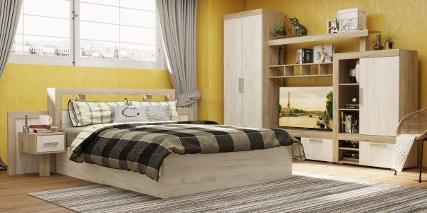 Фото ольга-19 набор мебели для спальни №1, дуб крафт серый/дуб крафт белый Фант
