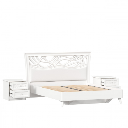 Фото кровать двуспальная 1600 с тумбами джулия (белый) Любимый Дом