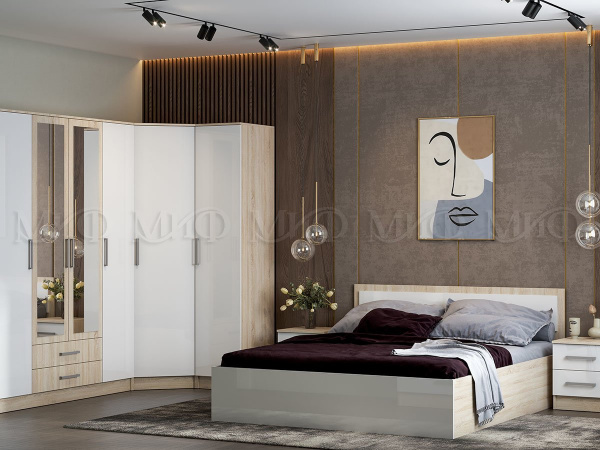 Фото мартина модульная спальня, белый глянец, сонома МИФ