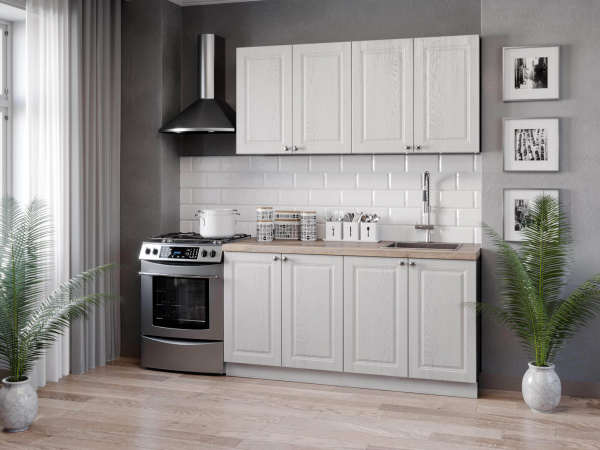 Фото кухонный гарнитур 2200 мокка (чёрный/дуб фактурный белый) Любимый Дом
