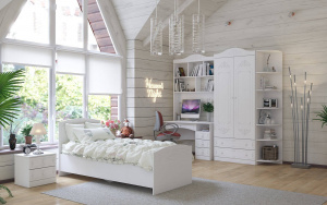 Фото кровать односпальная 800 карина (белый) Любимый Дом