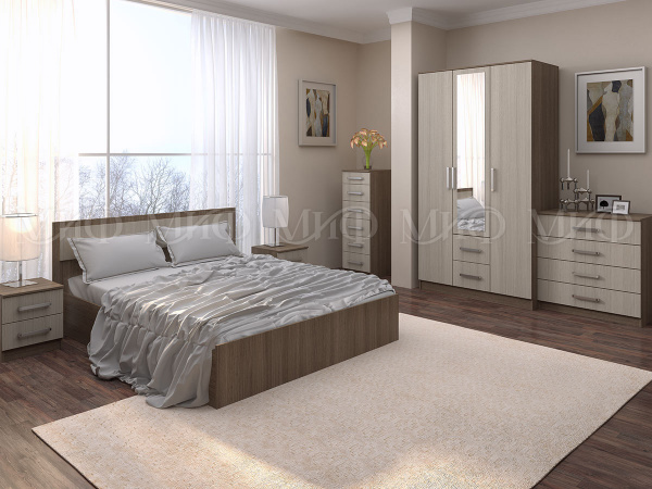 Фото фиеста набор мебели для спальни №2, ясень светлый/ясень темный МИФ
