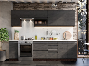 Фото бруклин №48 кухня 280 см, бетон черный, к. венге Интерьер-центр