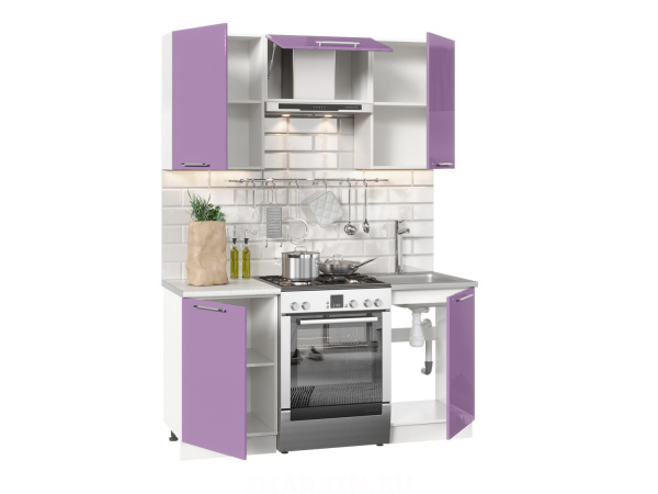 Фото софия олива №10 кухня 160 см, глянец фиолетовый, к. белый Интерьер-центр