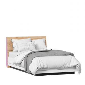 Фото кровать полутороспальная 1200 урбан (дуб золотой/чёрный/белый/розовый) Любимый Дом
