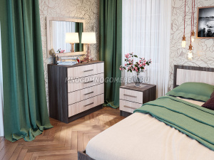 Фото фиеста набор мебели для спальни №3, ясень светлый/ясень темный МИФ
