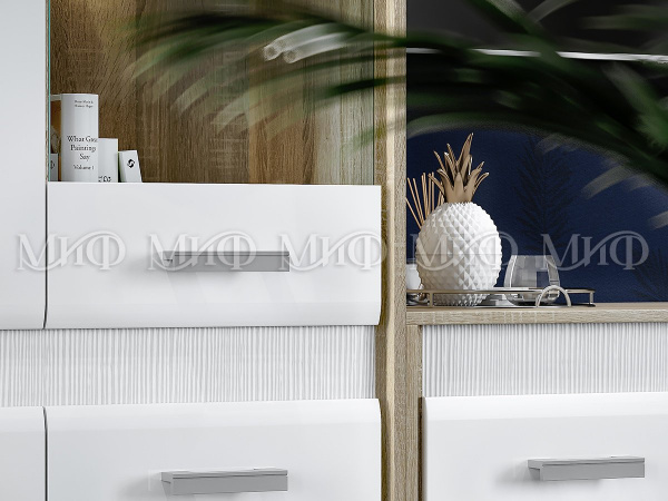 Фото фортуна набор мебели для гостиной №1, белый глянец, дуб сонома МИФ