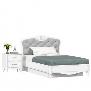 Фото кровать полутороспальная 1200 с подъёмным механизмом с тумбой элис (белый) Любимый Дом