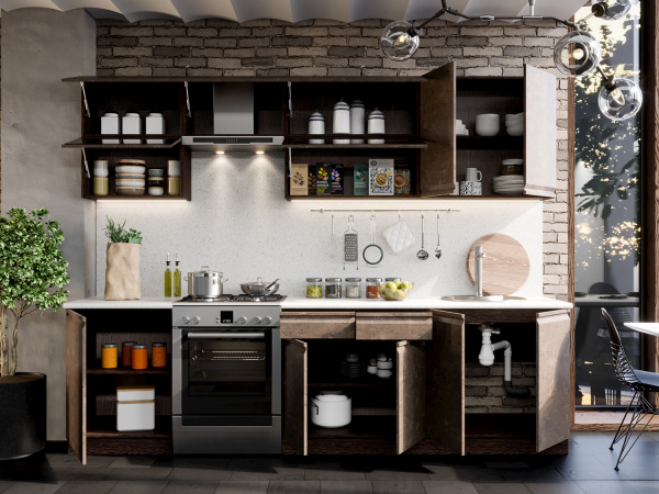 Фото бруклин модульная кухня, бетон коричневый, к. венге Интерьер-центр