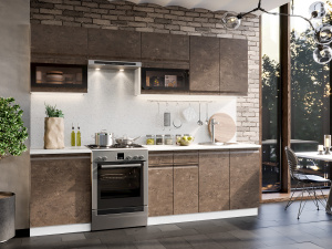 Фото бруклин №30 кухонный гарнитур 260 см, бетон коричневый, к. белый Интерьер-центр