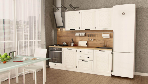Фото кухонный гарнитур базовый набор (240 см) марина (белый/алебастр) Любимый Дом