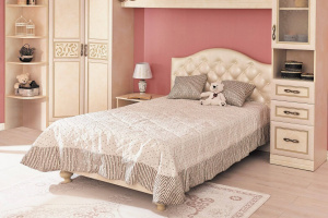 Фото кровать полутороспальная мягкая 1200 александрия (кожа ленто/рустика) Любимый Дом