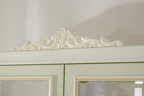 Фото шкаф четырехстворчатый с 2 зеркалами луиза (алебастр) Любимый Дом