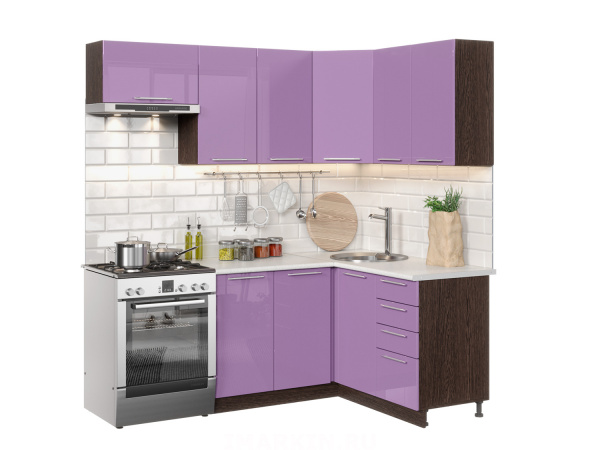 Фото софия олива модульная кухня, глянец фиолетовый, к. венге Интерьер-центр