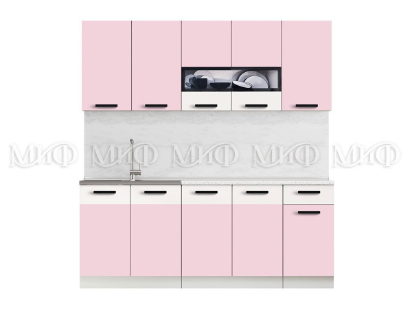 Фото лдсп кухня рио 2,0м, розовый (лаванда)/бежевый МИФ