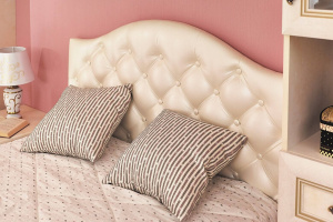 Фото кровать полутороспальная мягкая 1200 александрия (кожа ленто/рустика) Любимый Дом
