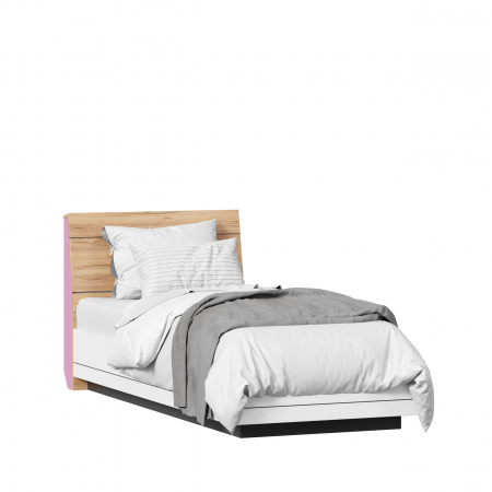 Фото кровать односпальная 900 урбан (дуб золотой/чёрный/белый/розовый) Любимый Дом
