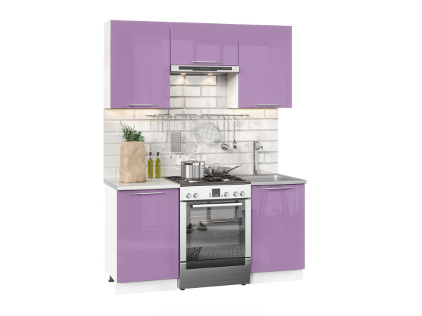 Фото софия олива №10 кухня 160 см, глянец фиолетовый, к. белый Интерьер-центр